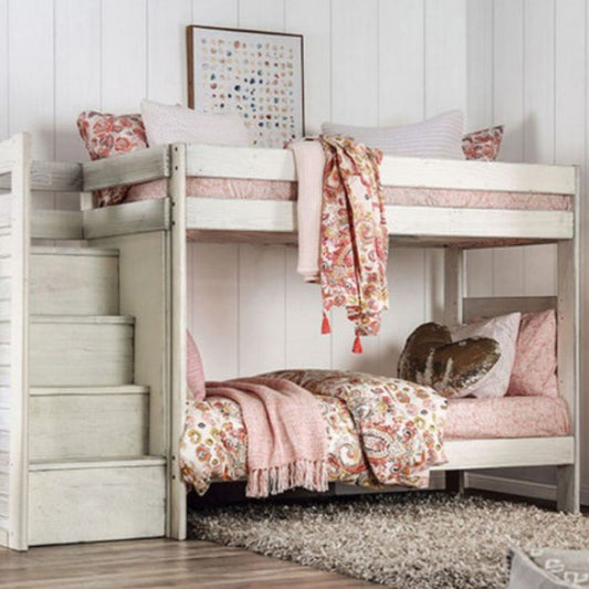 Pine Valley Plank Twin Bunk Bed with Steps IDBK102