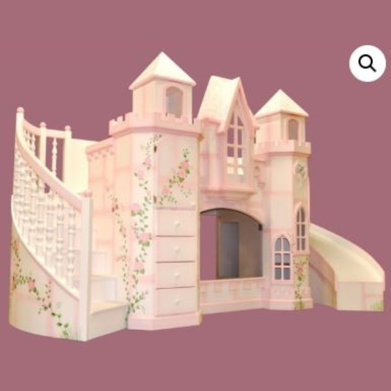 Castle bed with slide and stairs best sale